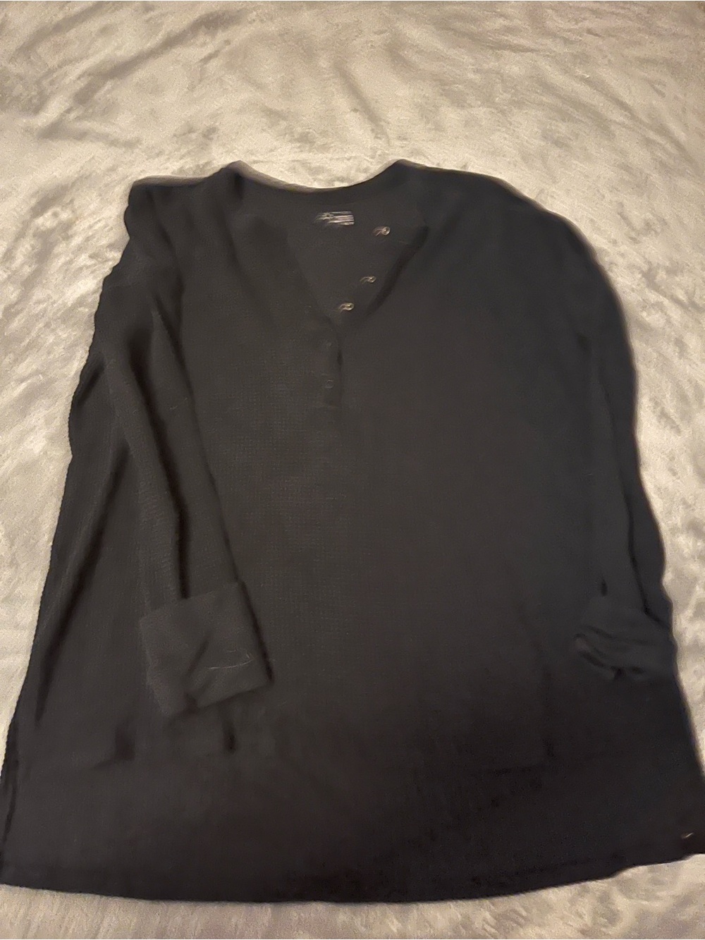 Offline by aerie Black Long-Sleeve Henley Thermal Top